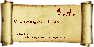 Vidovenyecz Alex névjegykártya