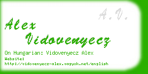 alex vidovenyecz business card